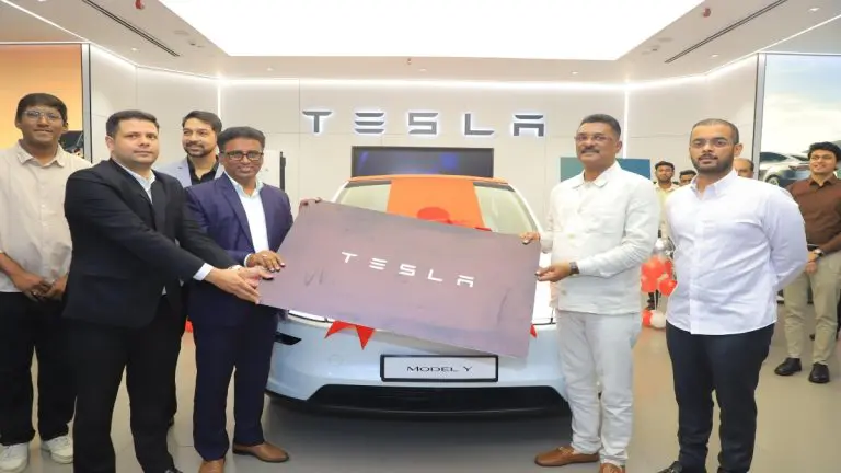 transport-minister-sarnaik-receives-first-delivery-of-car-from-tesla-showroom-in-mumbai