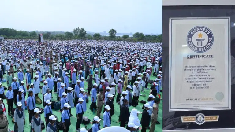 nagpur-university-sets-4-world-records-by-singing-the-song-ya-bhararat-bandhubhav-nitya-vasu-de