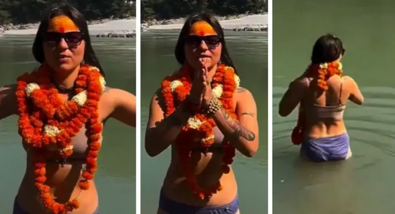 foreign-woman-ganga-dip-in-bikini-sparks-debate-in-rishikesh-viral-video