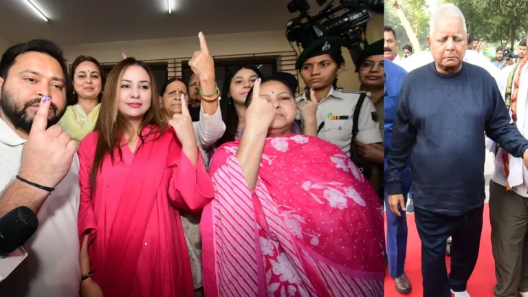 bihar-election-2025-lalu-yadav-rabri-devi-and-tejashwi-yadav-voted-with-their-families