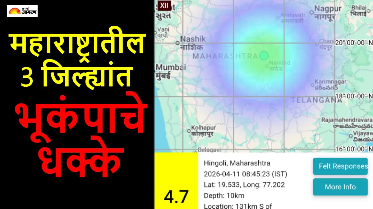 Earthquake in Hingoli: महाराष्ट्रातील 3 जिल्ह्यात 4.7 तीव्रतेच्या भूकंपाचे धक्के, अनेक घरांना गेले तडे, आपत्कालीन पथके सज्ज