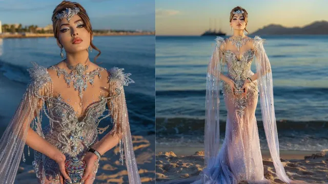 Cannes Film Festival 2026:उर्वशी रौतेलाचा कान्समध्ये जलवा! डायमंड क्रिस्टल गाऊन आणि हेडपीस लुक व्हायरल
