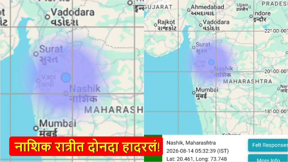 Earthquake in Nashik: मोठी बातमी! एकाच रात्रीत दोनदा नाशिक भूकंपाच्या धक्क्याने हादरलं, नागरिकांनी जागून काढली रात्र
